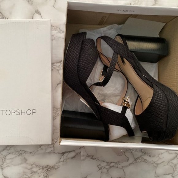Topshop Platforms Sandals Size 38 Black - Picture 1 of 6